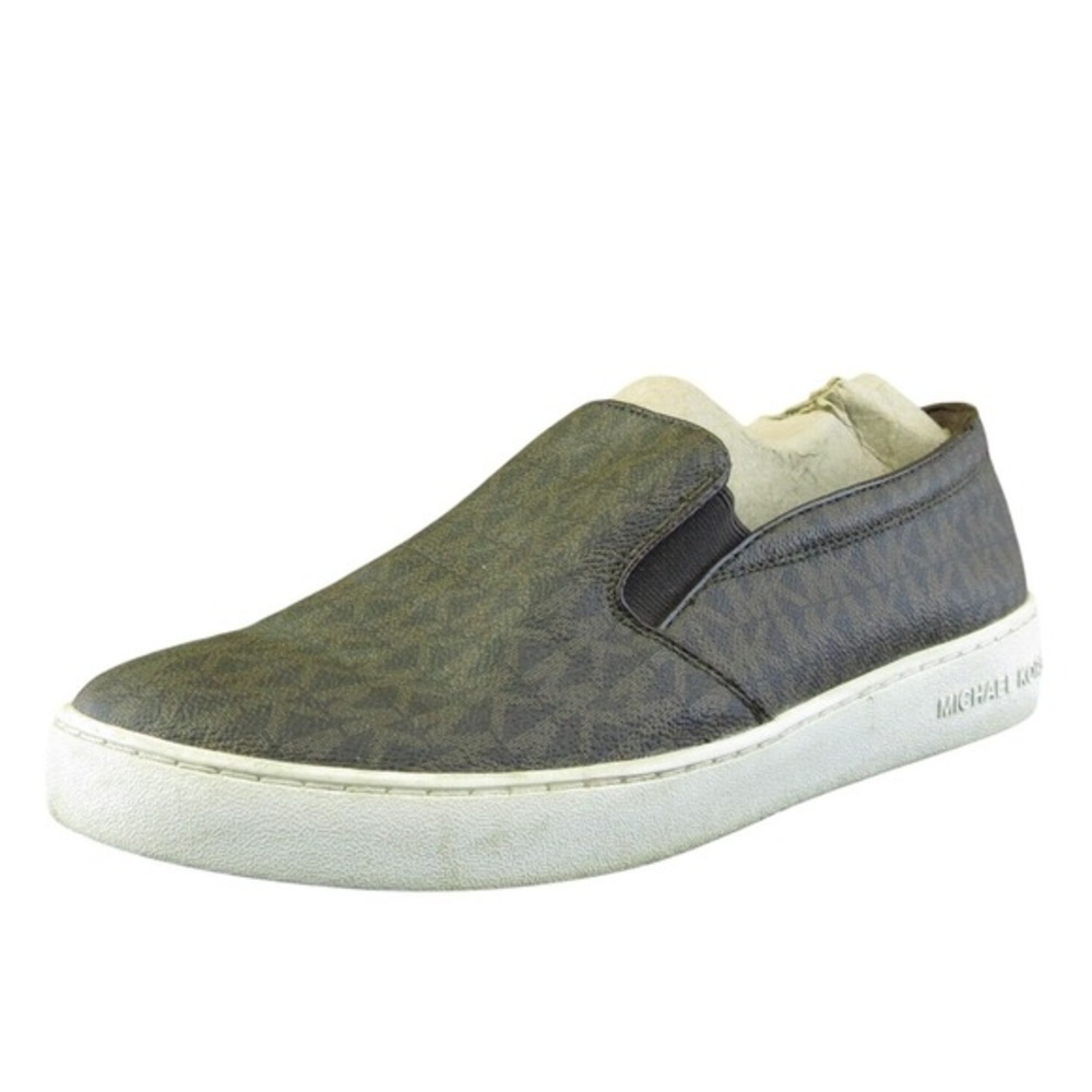 MICHAEL KORS Keaton Women's Logo Print Coated Canvas Slip On Sneakers Brown US 9